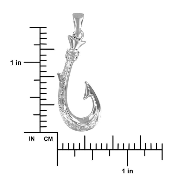 Sterling Silver Hand Engraved Reversible Hawaiian Fish Hook Pendant –  Hawaiian Silver Jewelry