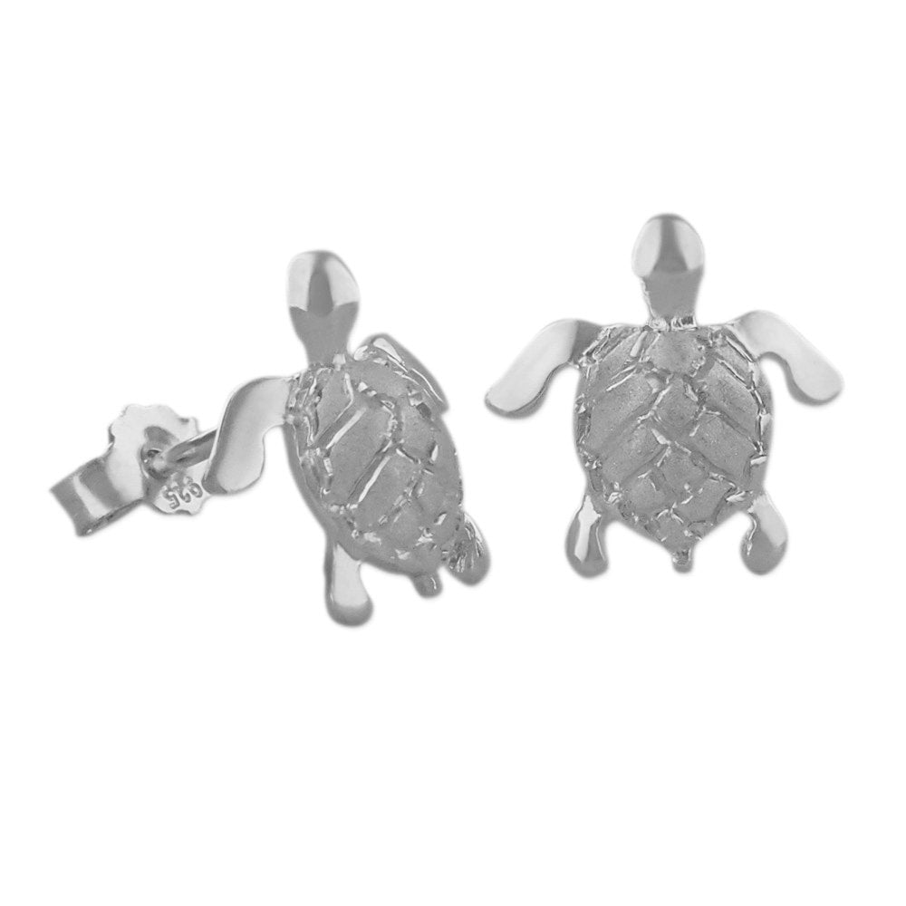 Sterling Silver 11mm Sea Turtle Stud Earrings