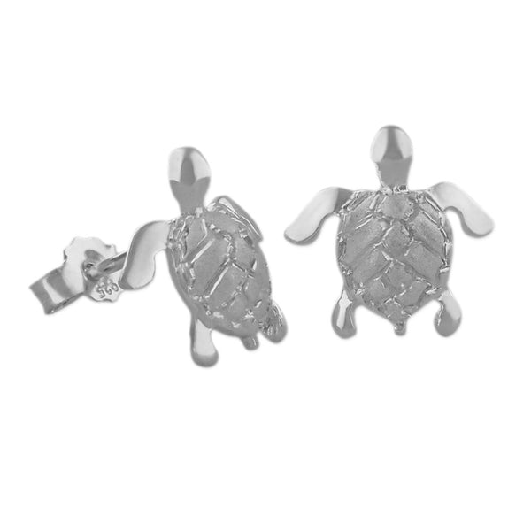 Sterling Silver 11mm Sea Turtle Stud Earrings