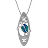 Sterling Silver Synthetic Blue Opal Turtle Surfboard Pendant Necklace, 16+2