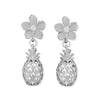 Sterling Silver Plumeria and Pineapple Dangle Earrings
