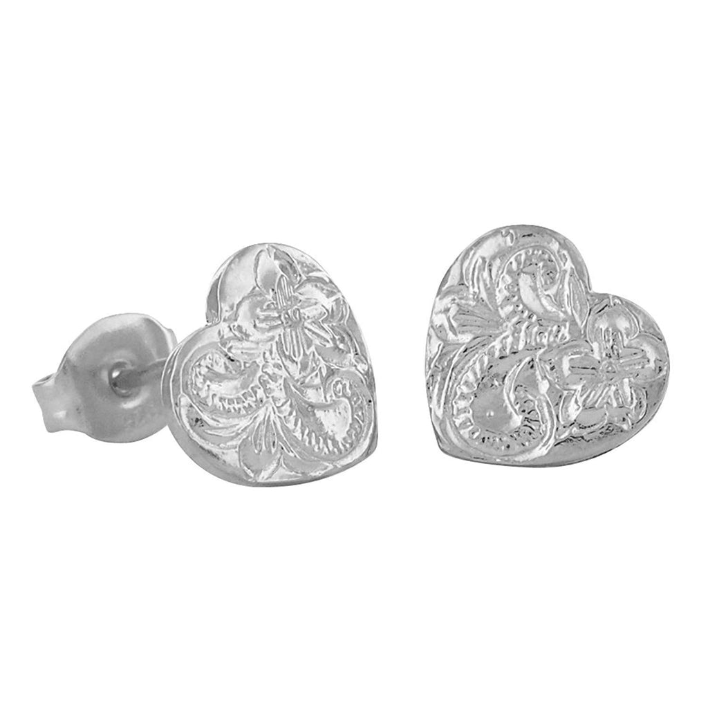 Sterling Silver Engraved Heart Earrings