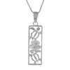Sterling Silver Turtle and Plumeria Vertical Bar Pendant Necklace, 16+2