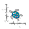Sterling Silver Synthetic Opal Turtle Pendant Necklace