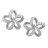 Rhodium Plated Sterling Silver Open Plumeria Stud Earrings