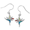 Sterling Silver Synthetic Opal Bird of Paradise Dangle Earrings