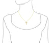 14kt Yellow Gold Plated Sterling Silver Plumeria Cross Pendant Necklace, 16+2