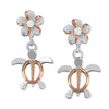 Sterling Silver Small Turtle and Plumeria Dangle Earrings