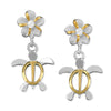 Sterling Silver Small Turtle and Plumeria Dangle Earrings