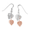 Sterling Silver Double Monstera Dangle Earrings