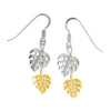 Sterling Silver Double Monstera Dangle Earrings