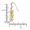 Sterling Silver with Yellow and Rose Gold Plated Three Plumeria Dangle Earrings