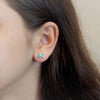 Sterling Silver Synthetic Blue Opal 8mm Plumeria Earrings