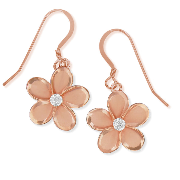 Tri-Color Gold Elegant Plumeria Flower Leverback Earrings Tri Color | Factory Direct Jewelry