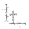 Sterling Silver Pink Plumeria Cross Pendant