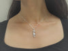 Sterling Silver Turtle and Plumeria Vertical Bar Pendant Necklace, 16+2