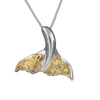 Sterling Silver Engraved Whale Tail Pendant Necklace, 16+2