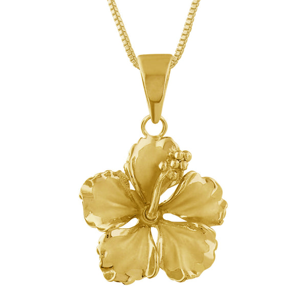 STERLING SILVER 925 HAWAIIAN HIBISCUS FLOWER PENDANT 12MM - 25MM STERLING SILVER 925 HAWAIIAN HIBISCUS FLOWER PENDANT 12MM - 25MM