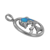 Sterling Silver Synthetic Blue Opal Dolphin Circle Pendant Necklace, 16+2