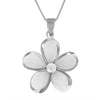 Sterling Silver 27mm Plumeria Pendant Necklace, 16+2
