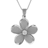 Sterling Silver 27mm Plumeria Pendant Necklace, 16+2