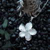 Sterling Silver 27mm Plumeria Pendant Necklace, 16+2