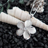 Sterling Silver 27mm Plumeria Pendant Necklace, 16+2
