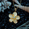 Sterling Silver 27mm Plumeria Pendant Necklace, 16+2