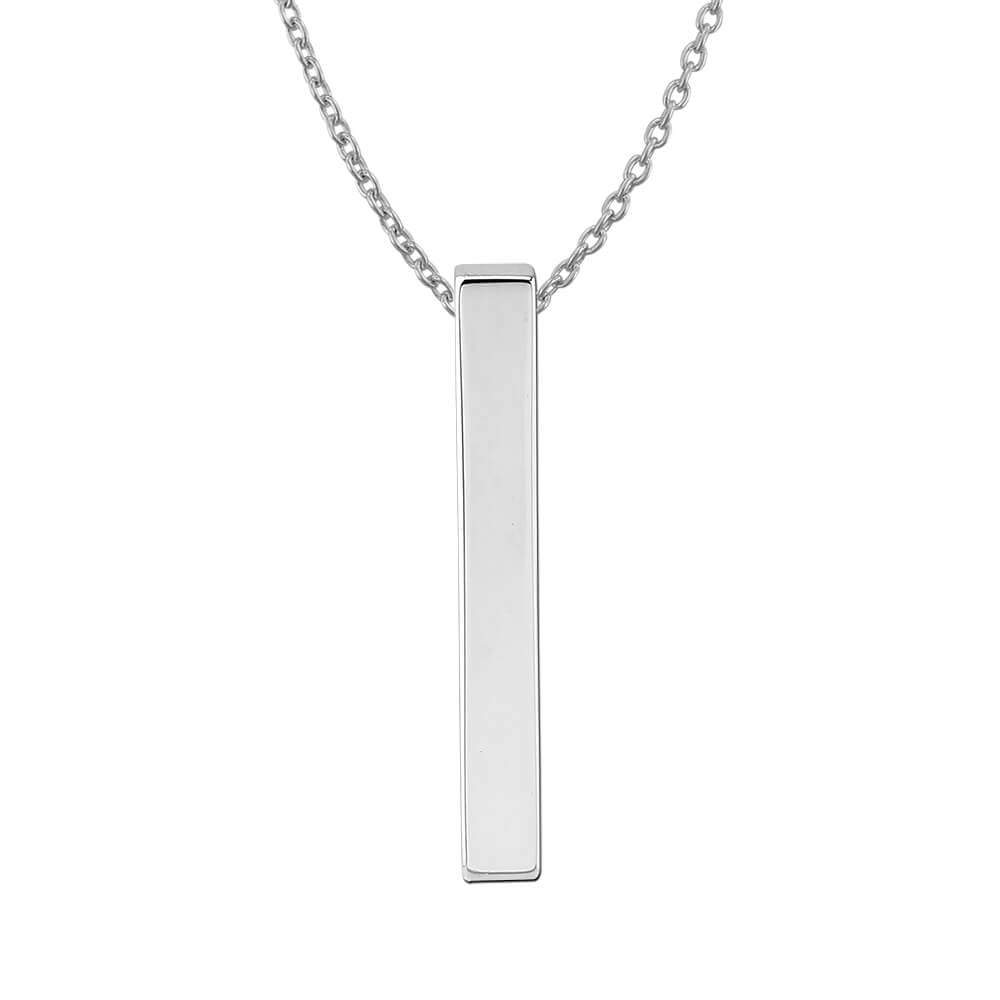 Silver vertical bar pendant necklace Clearance