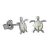 Sterling Silver Synthetic Opal Turtle Stud Earrings Mini XS 9mm