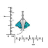 Sterling Silver Synthetic Blue Opal Stingray Pendant Necklace, 16+2