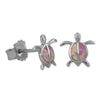 Sterling Silver Synthetic Opal Turtle Stud Earrings Mini XS 9mm