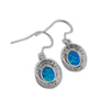 Sterling Silver Synthetic Blue Opal Oval Dangle Earrings