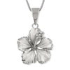 Sterling Silver 17mm Hibiscus Pendant Necklace, 16+2