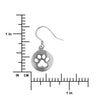 Sterling Silver Circle Dog Paw Print Dangle Earrings