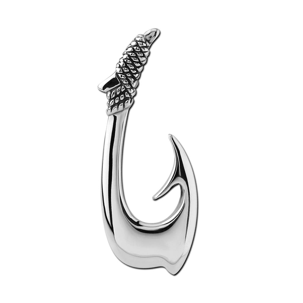 Sterling Silver Large Plain Fish Hook Pendant – Hawaiian Silver Jewelry