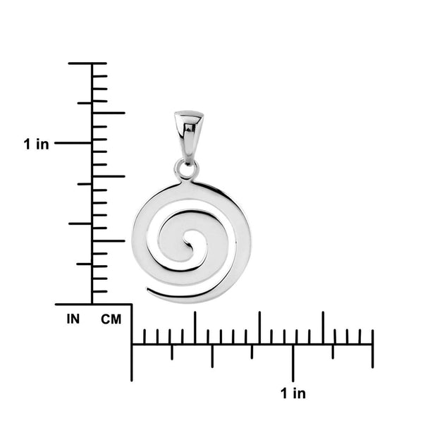 Sterling Silver Spiral Pendant Necklace, 18" Hawaiian Silver Jewelry