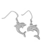 Sterling Silver Synthetic Blue Opal Dolphin Dangle Earrings