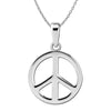 Sterling Silver Small Peace Sign Pendant Necklace, 18