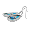 Sterling Silver Synthetic Blue Opal Triangle Turtle Dangle Earrings