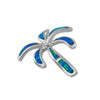 Sterling Silver Synthetic Blue Opal Palm Tree Pendant Necklace, 16+2
