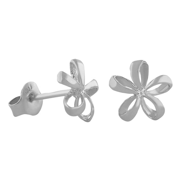 Sterling Silver Small Open Plumeria Stud Earrings