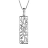 Sterling Silver Vertical Filigree Scroll Bar Pendant Necklace, 16+2