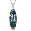 Sterling Silver Abalone Shell Surfboard Turtle Pendant Necklace, 16+2