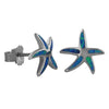 Sterling Silver Synthetic Blue Opal Starfish Stud Earrings