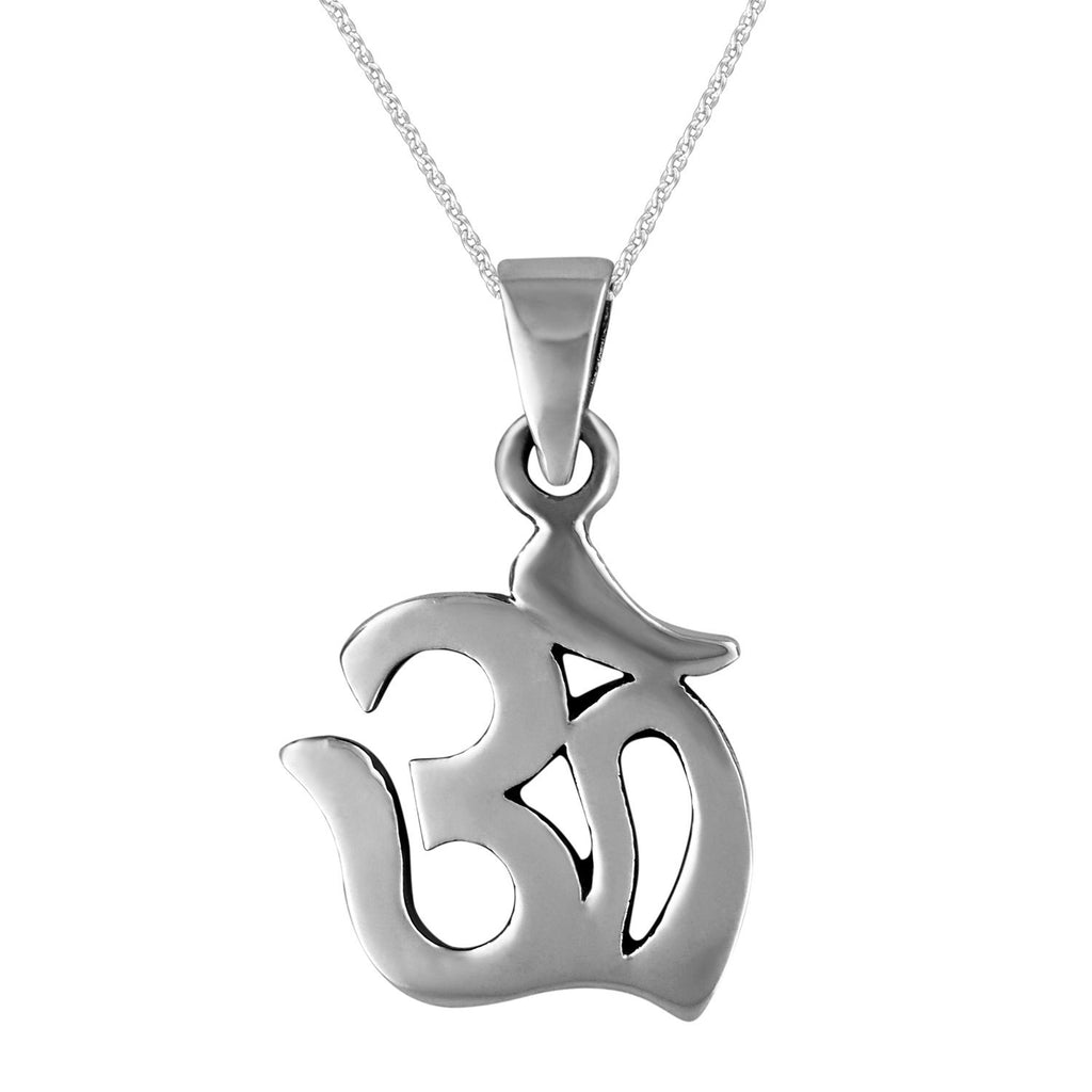 Sterling Silver Yoga Om Ohm Pendant Necklace, 18