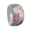 Sterling Silver Multi Color Mother of Pearl Tapered Band Ring