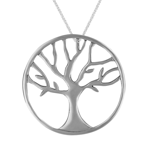 Sterling Silver Circle Tree of Life Pendant Necklace, 18