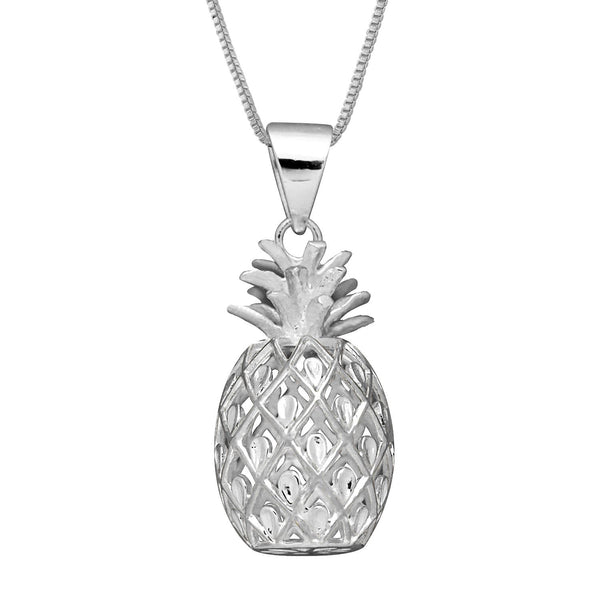 Sterling Silver Medium Pineapple Pendant Necklace, 16+2