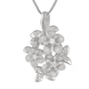 Sterling Silver 3 Plumeria and Maile Round Pendant Necklace, 16+2